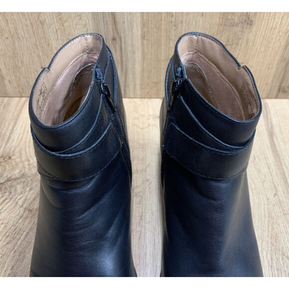 Vionic Women's Trinity Black Leather Ankle Boots Sz 9.5 Gold Buckle Straps Shors - Picture 8 of 16